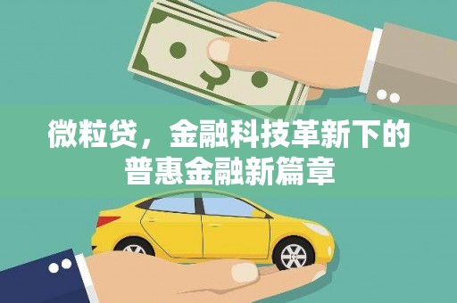 嘉祥微粒贷，金融科技革新下的普惠金融新篇章